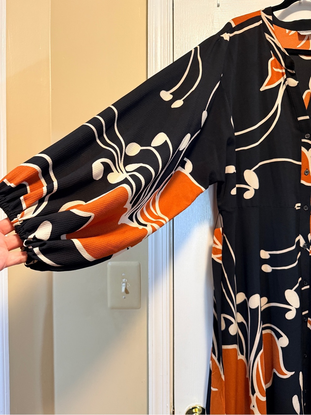 Premier Black Maxi Dress with Rust and Cream Floral Print - Picture 3 of 7
